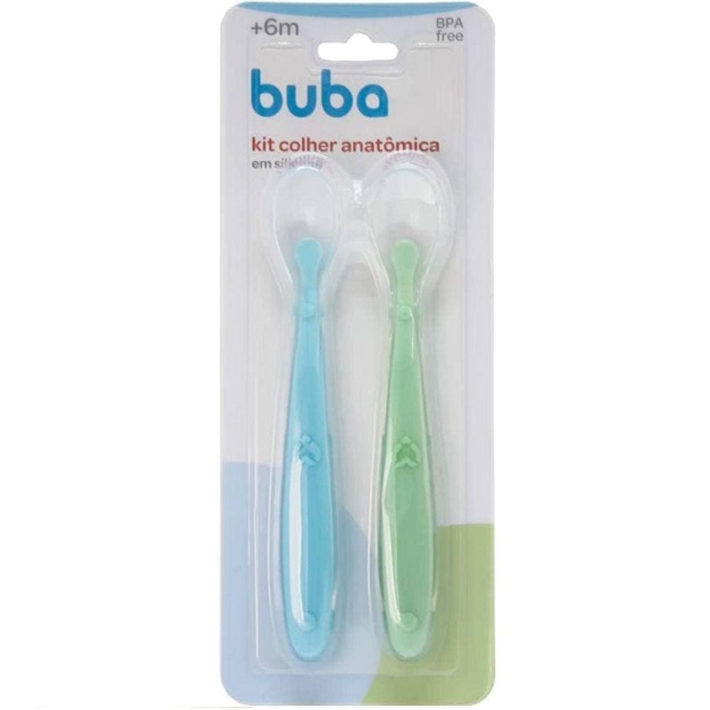 Kit Colher Infantil Ponta Silicone Bebês Anatomica BPA Free 2 Pecas