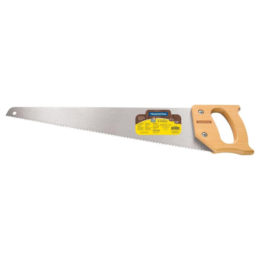 Serrote Tramontina Utility 22" com 7 Dentes por Polegada Lâmina em Aço Especial e Cabo de Madeira Tramontina