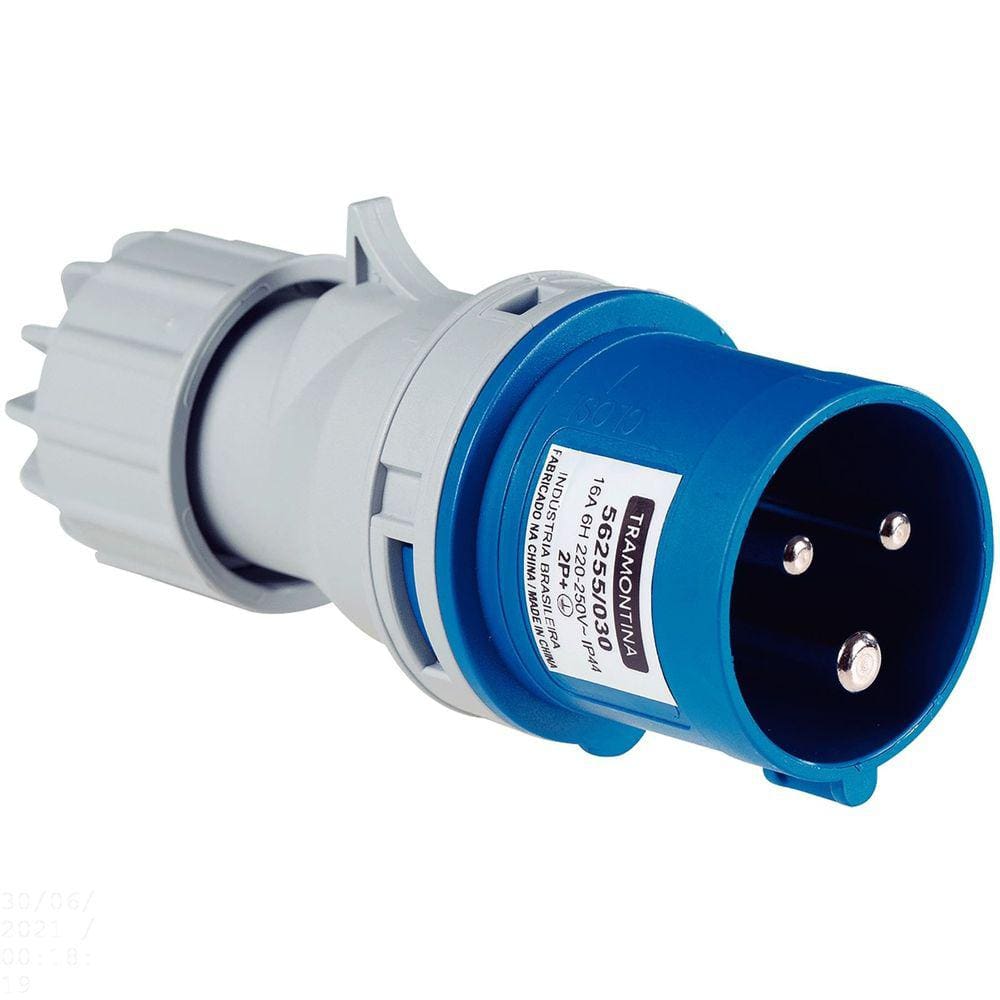Plugue Móvel Industrial 2P+T 16 A 220-250 Vca 6 H Tramontina Tramontina