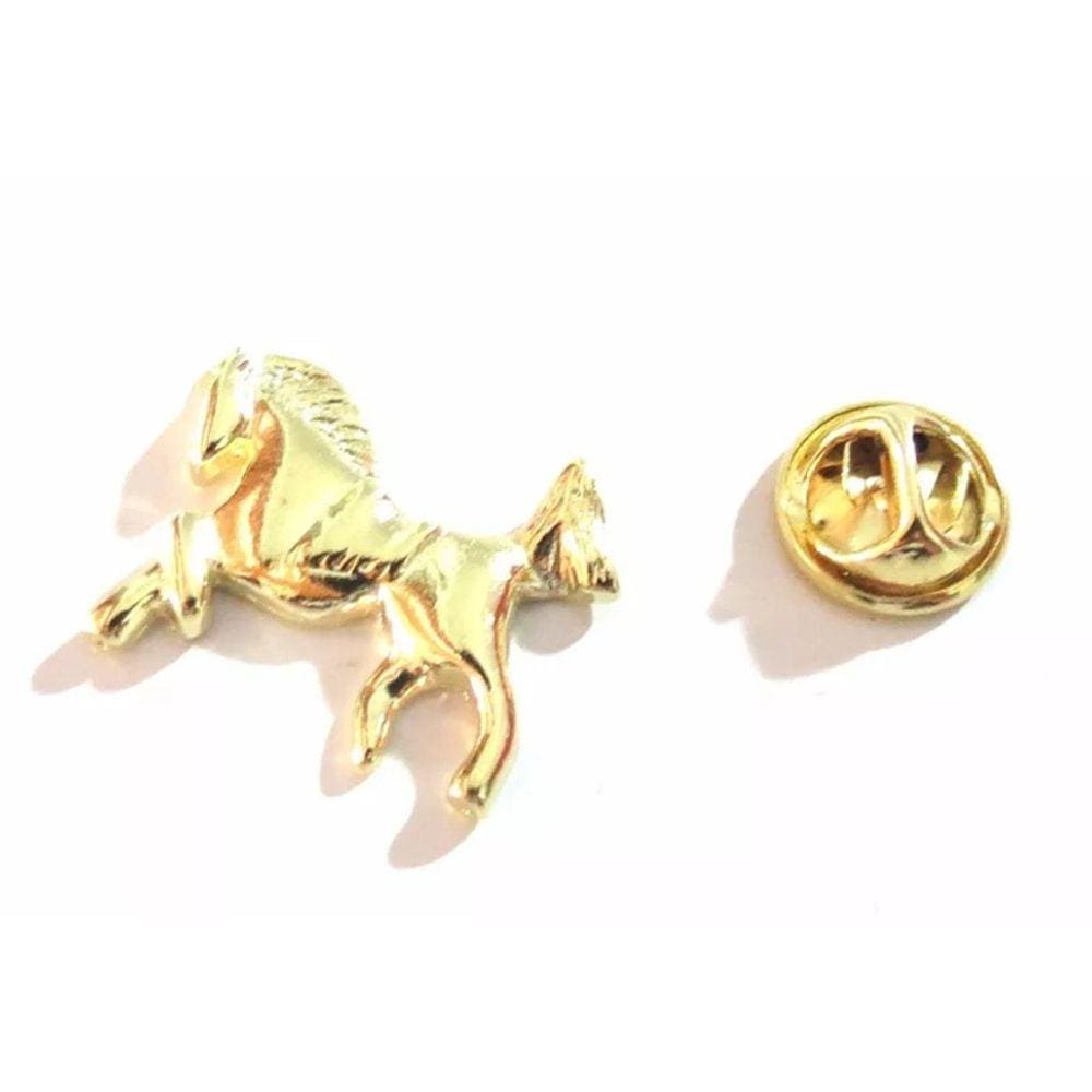 Broche Cavalo Rodeio Country Folheado A Ouro 18k