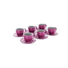 Jogo 6 Xicaras De Porcelana Para Café Chá 170ml Caixa Em Mdf Decorada  Várias Cores cor:Rosa