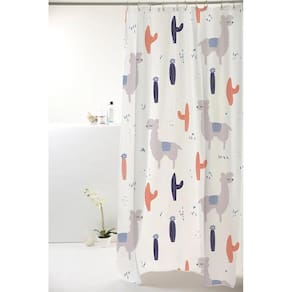 Cortina Box Banheiro Poliéster 198X180Cm Com Ganchos - Lhama