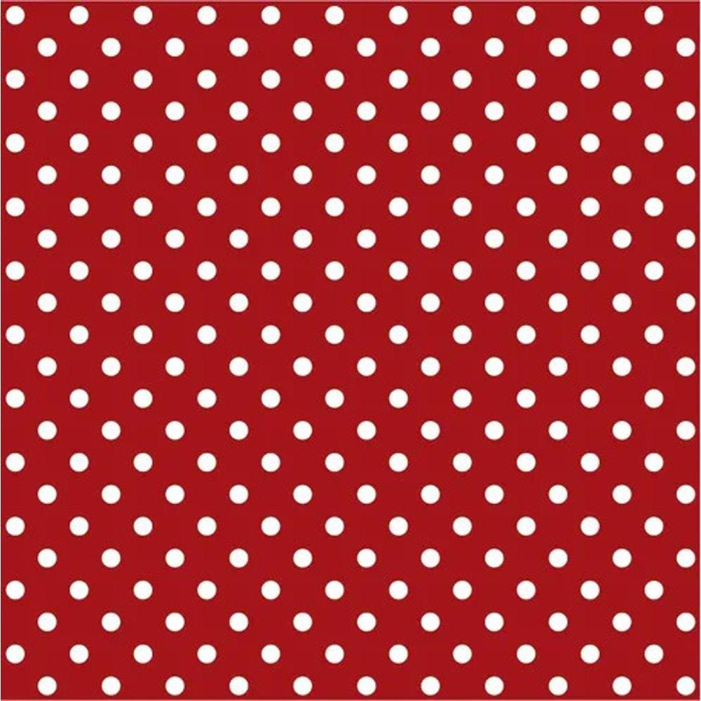 Tecido Tricoline Estampado Madri Vermelho Bolas Médias - 1,50 m de Largura
