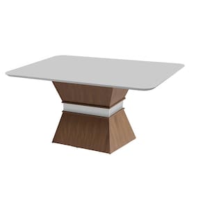 Mesa Monaco Retangular Tampo 25mm Dobue Cedro/Off 160x90x80