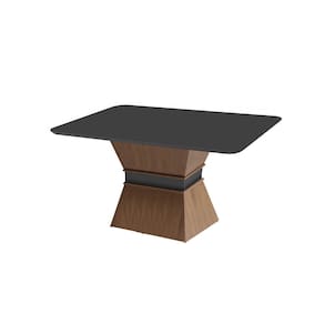 Mesa Monaco Retangular Tampo 25mm Dobue Cedro/Cinza 160x90x80