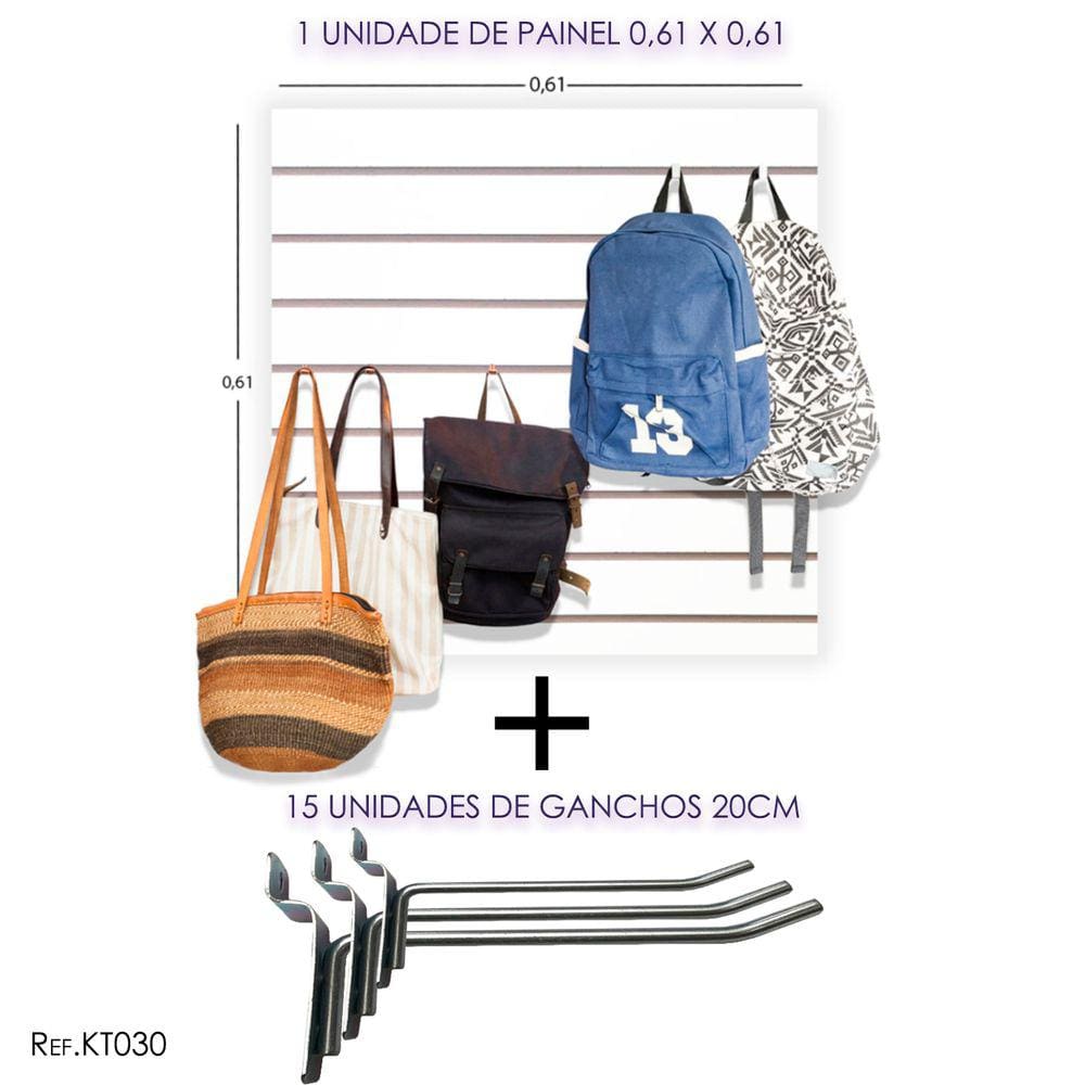 Painel Canaletado - 0,61 X 0,61 + 15 Ganchos 20CM