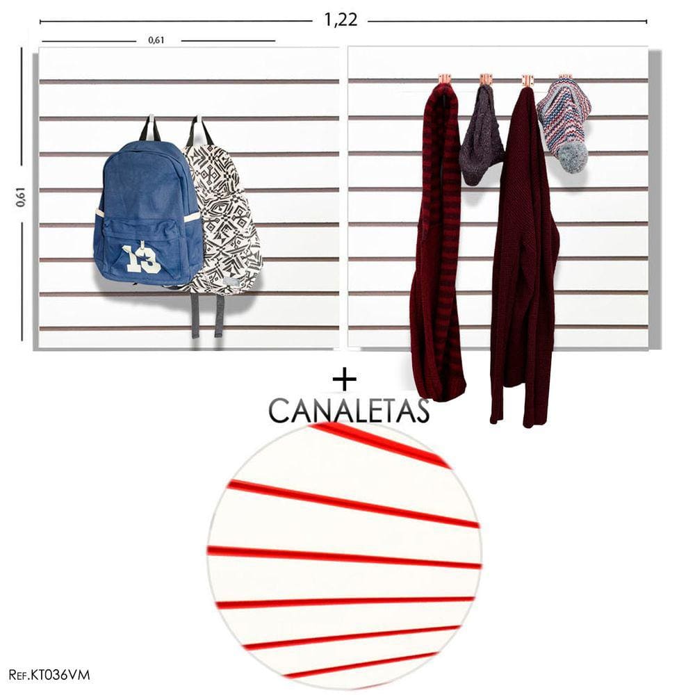 Painel Canaletado 1,22 x 0,61 + Canaleta Vermelha