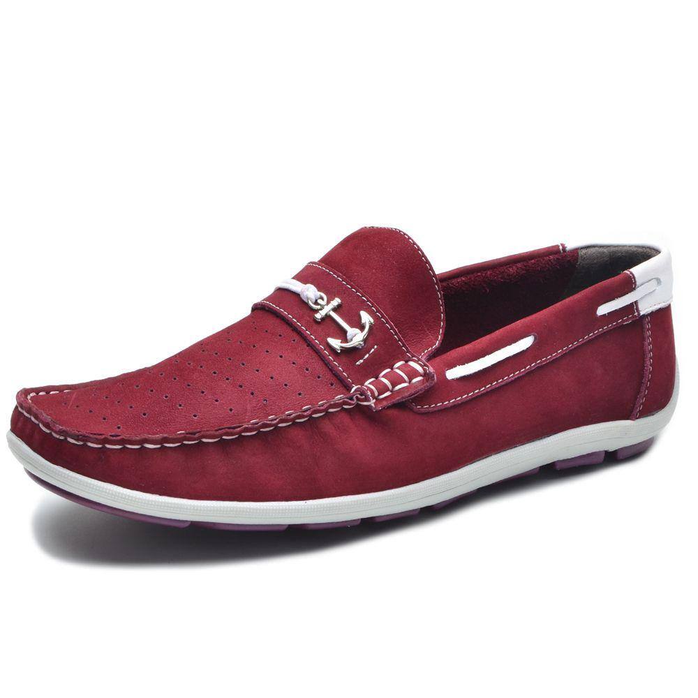 Mocassim Drive Masculino Couro Detalhe Ancora em Metal
