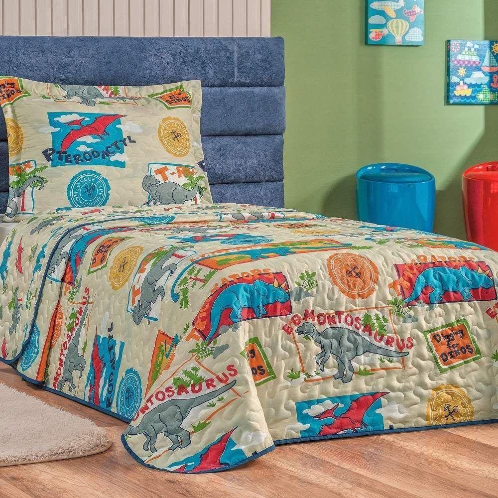Cobre Leito Solteiro Babel Kids Microfibra 2 Pç - Dinos