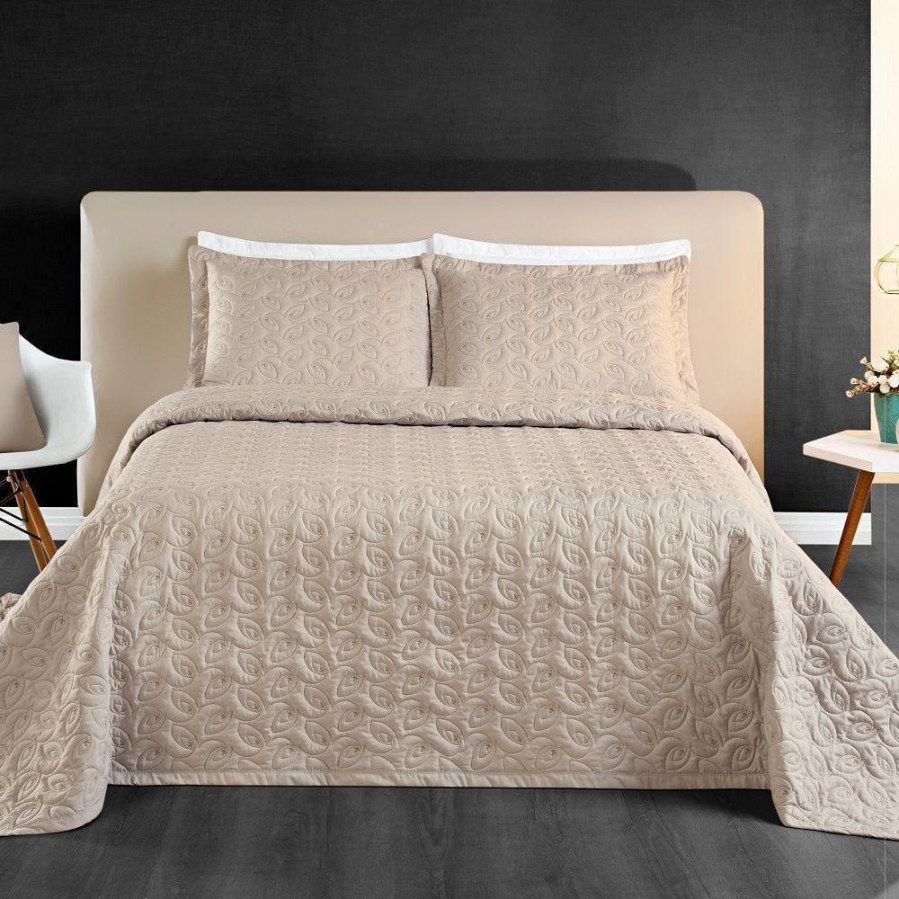 Cobre Leito Queen Florency Micropercal 200 Fios 3 Pçs Cáqui