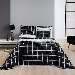 Cobre Leito Solteiro Square Micropercal 200 Fios 2Pç - Preto