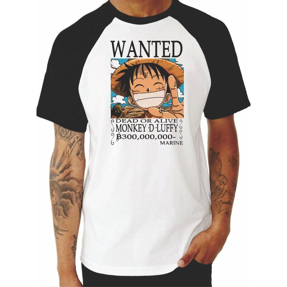 Camiseta Unissex Procurado Wanted Monkey D. Luffy Cartaz de