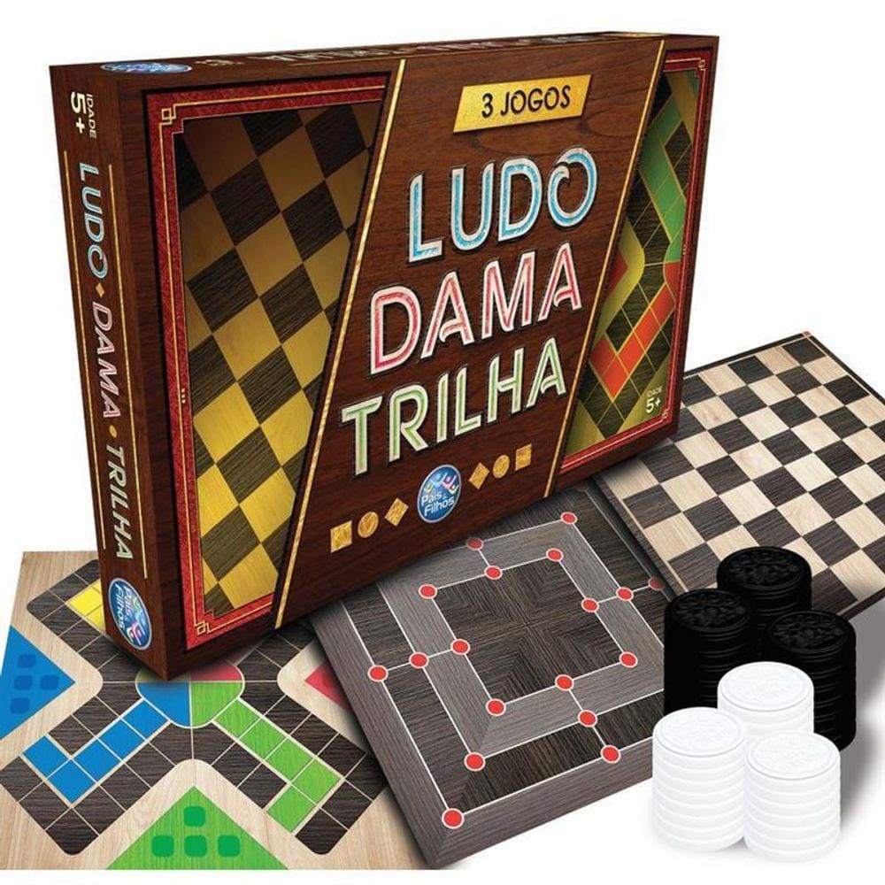 Jogo em Tabuleiro Dama Xadrez e Trilha Iob