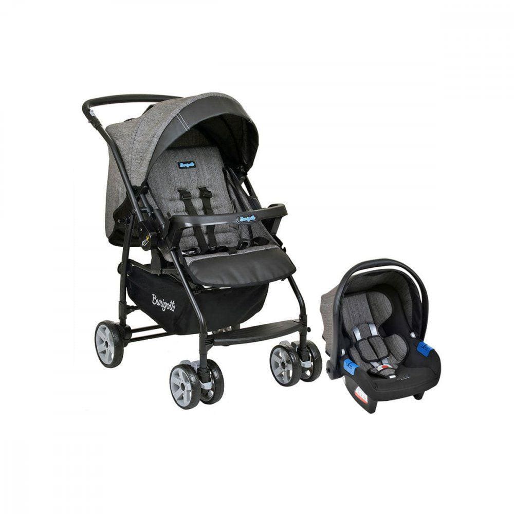 Carrinho de Bebê Travel System Rio K Burigotto 6 Rodas 4 Posições Suporta Crianças de Até 15Kg
