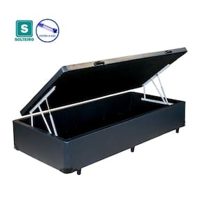 Cama Box baú solteiro corino com pistao a gás