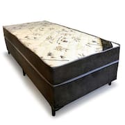 Cama Box Conjugada Ortopédica Solteiro 88 x 188 - Suede Marrom - Tampo Bambu Marrom