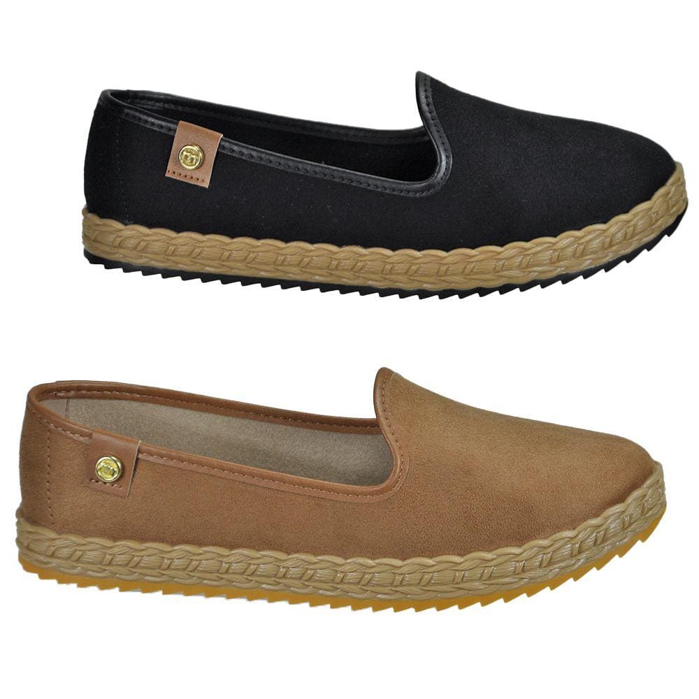 Sapatilha Moleca Camurça Slip Preto Ou Caramelo 5696304