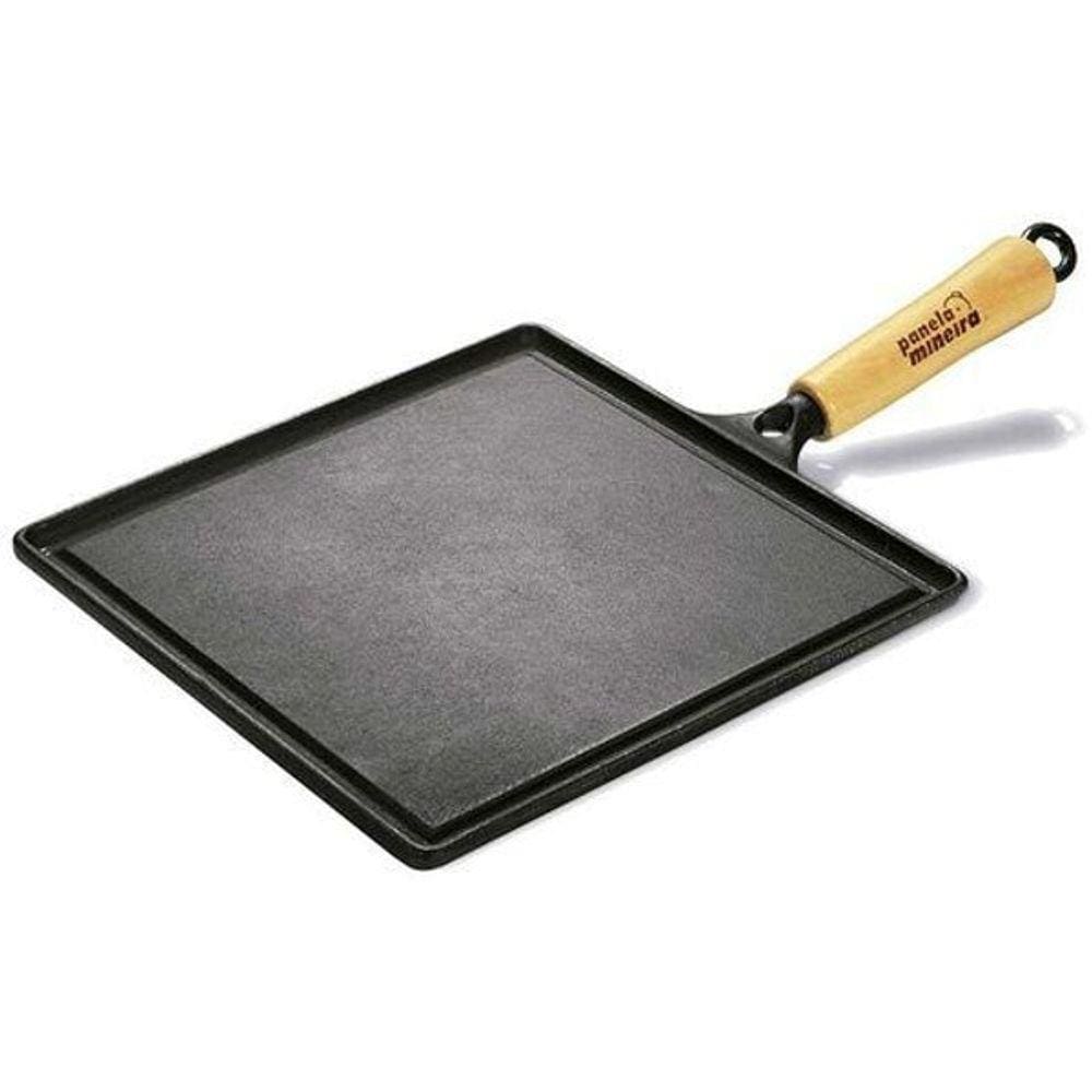 Chapa Bifeteira De Ferro Lisa Quadrada 26X26Cm Panela Mineira