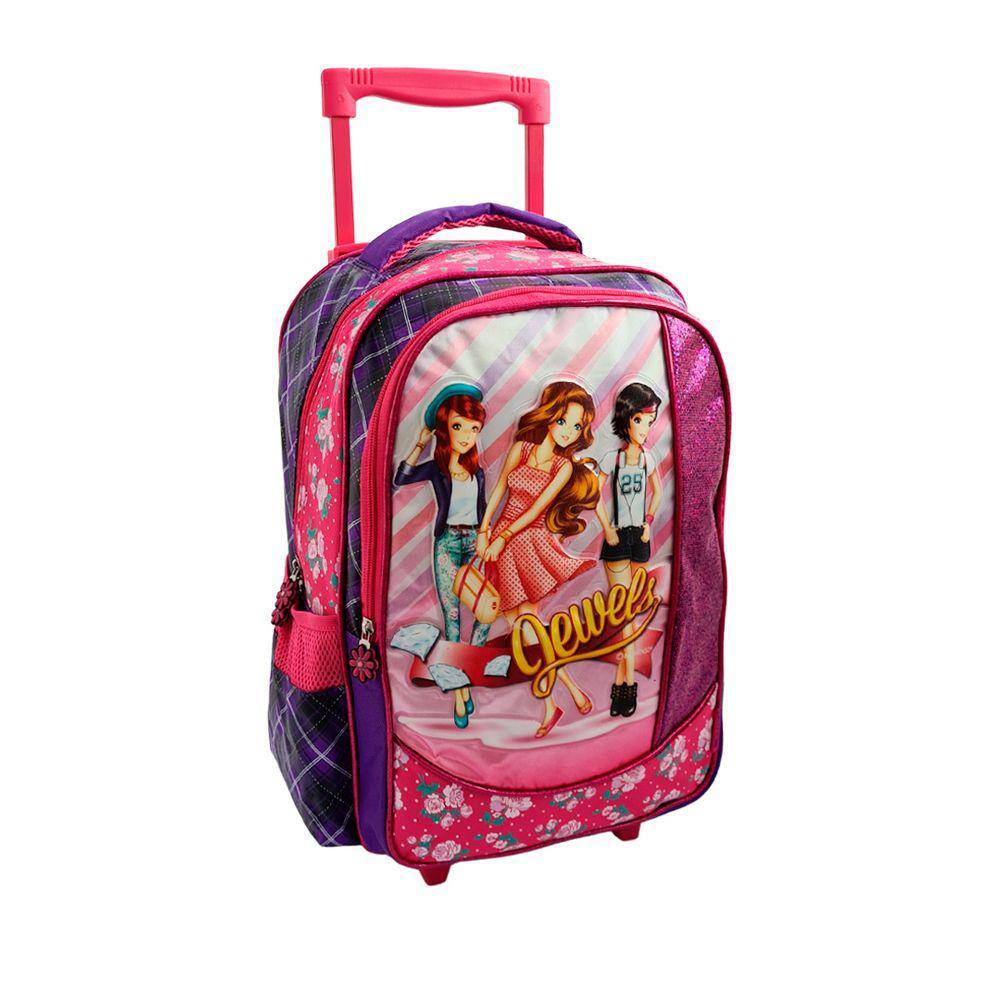 Mochila Escolar 2 Rodinhas  Infantil Jewels