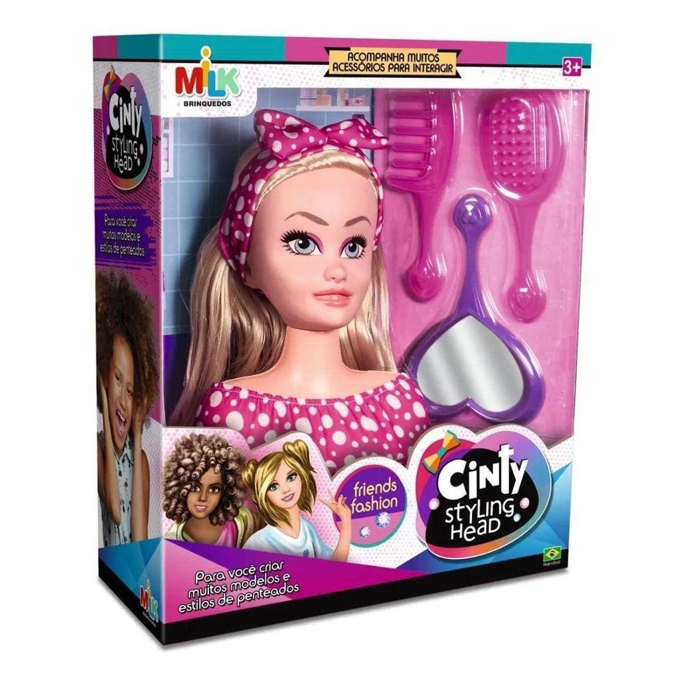 Boneca Cinty Loira Busto Com Cabelo Para Pentear + Acessórios