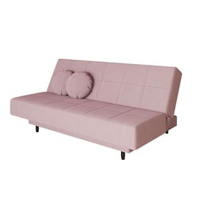 sofá-cama casal 3 lugares jimmy suede rosa claro