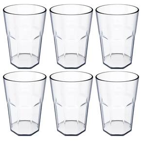 Conjunto 6 Copos Plásticos Jogo de Copos para Suco Água 400ml Natural OU