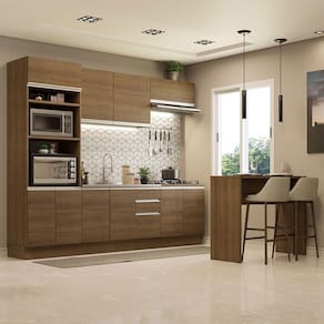Cozinha Completa Madesa Glamy 315002 com Armário, Balcão e Bancada (Sem Tampo e Pia) - Rustic