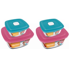 Kit 4 Potes Quadrado Vidro 300ml 500ml Nadir Marinex
