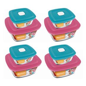 Kit 8 Potes Quadrado Vidro 300ml 500ml Nadir Marinex