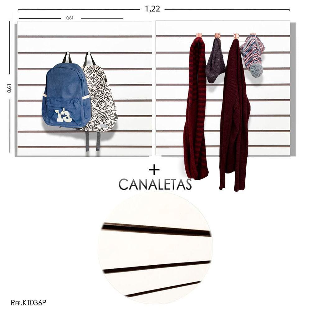 Painel Canaletado 1,22 x 0,61 + Canaleta Preta