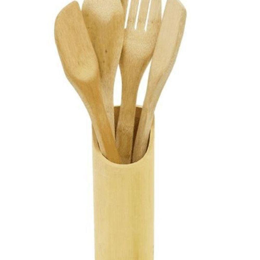 Kit Utensílios Bambu 5 Peças Ecológico E Sustentável - Wincy