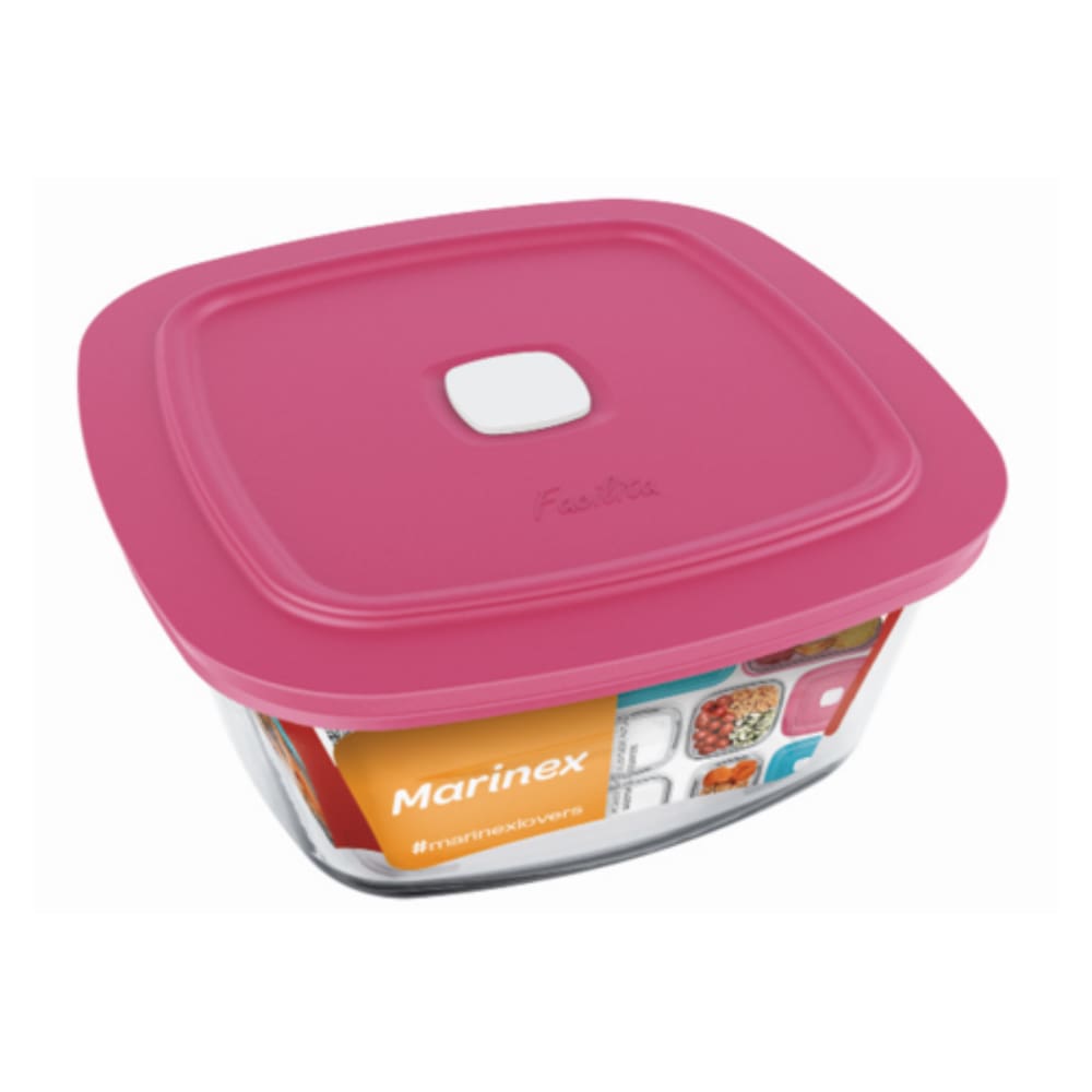 Pote Vidro Quadrado Facilita Marmita 300ML Marinex 1Un