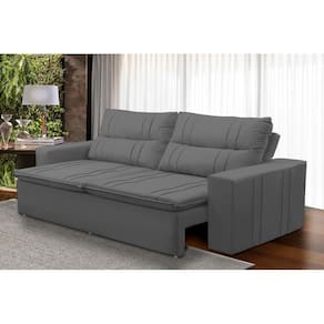 Sofá Retrátil e Reclinável 2 lugares com Molas 1,50m Ester Suede Cinza Adonai Estofados