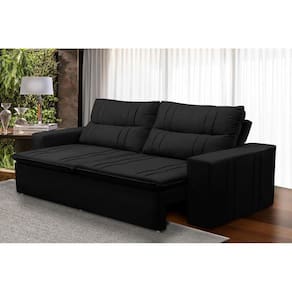 Sofá Retrátil e Reclinável 2 lugares com Molas 1,50m Ester Suede Preto Adonai Estofados