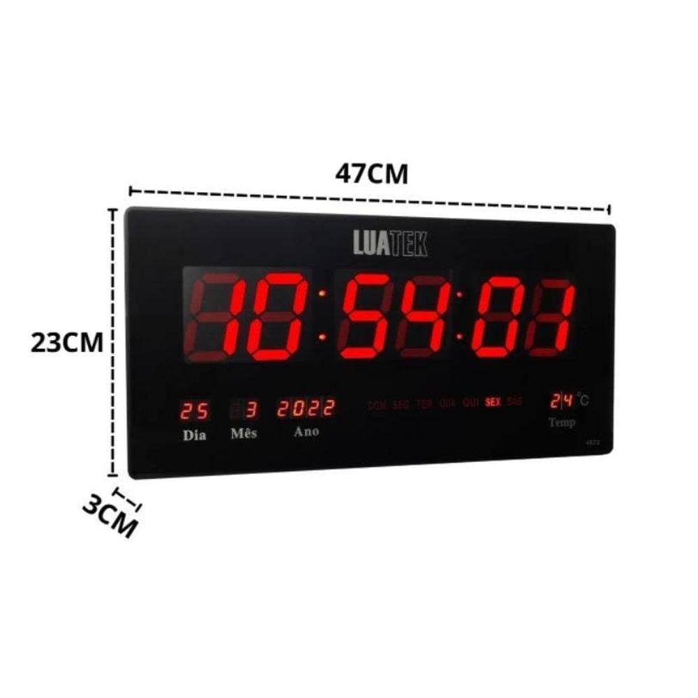 Relógio Parede Led Digital Grande 46Cm Data Termômetro Nfe