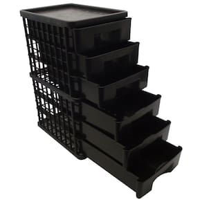 Gaveteiro 6 Gavetas Plástico Preto Organizador Multiuso