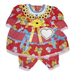 Vestido Festa Junina Infantil para Bebê Gola Girassol Colorido