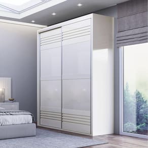 Guarda Roupa Solteiro 2 Portas 2 Gavetas 178,6cm Dalla Costa Off White Brilho