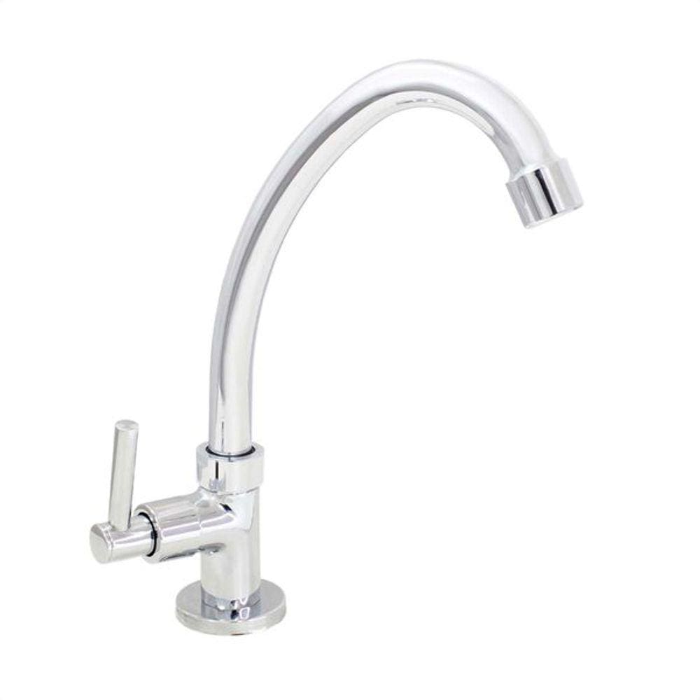 Torneira Cozinha Mesa Bica Móvel Cromada C62 Arejador Fixo