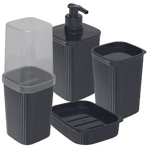 Kit pia banheiro Frisos 4 pçs preto Plasutil
