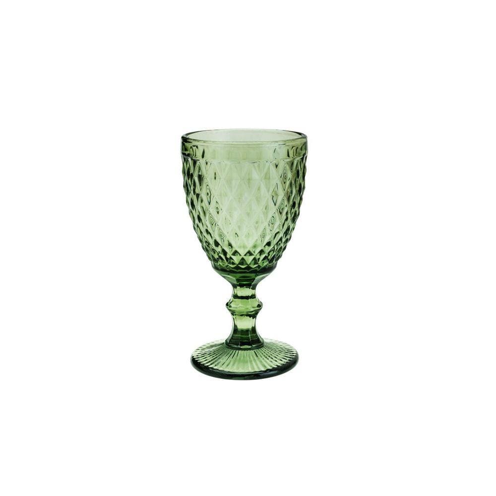Jogo De 6 Taças Água De Vidro Bico De Abacaxi Verde 325Ml