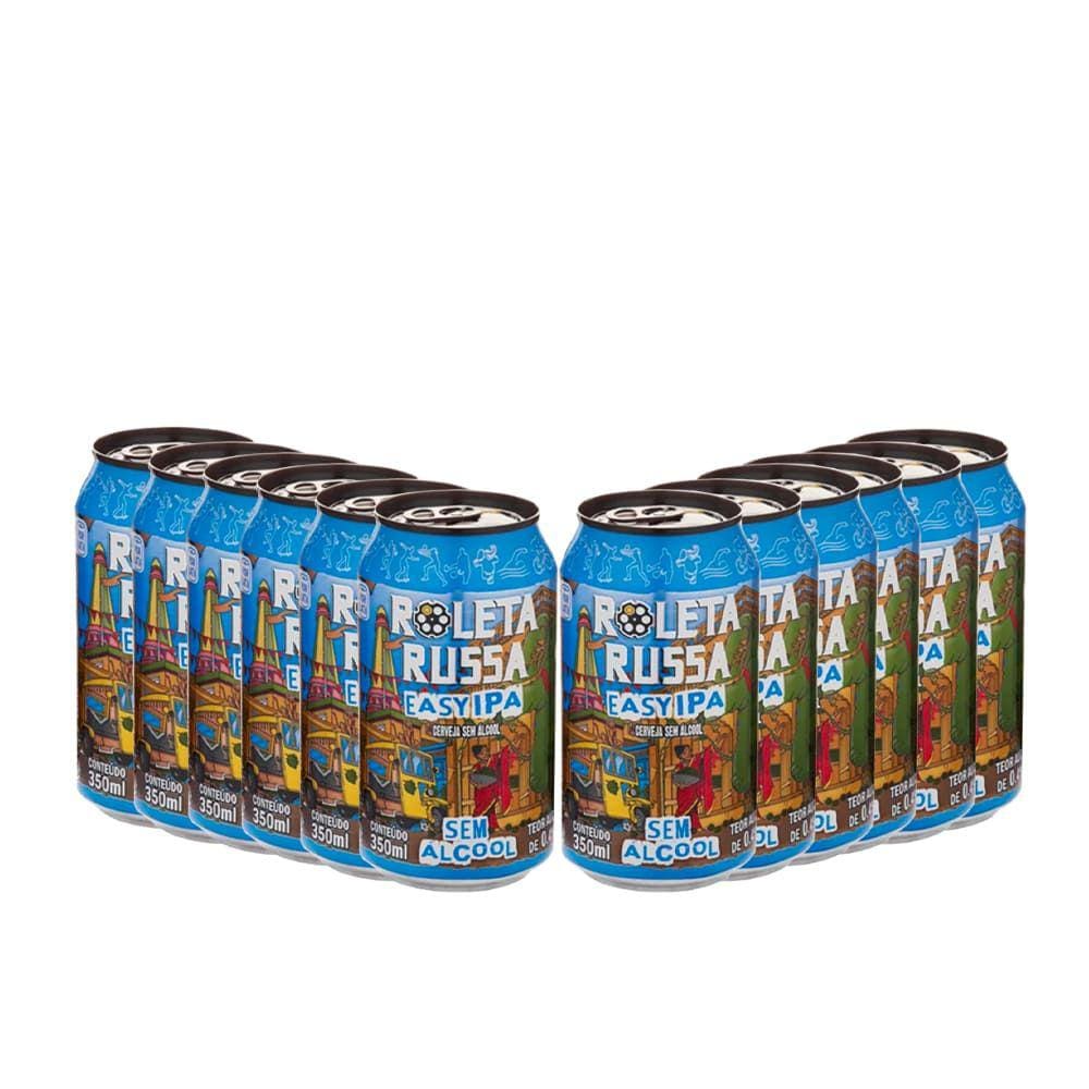 Pack 12 Cervejas Roleta Russa Easy Ipa S/ Glúten e S/ Álcool 350ml