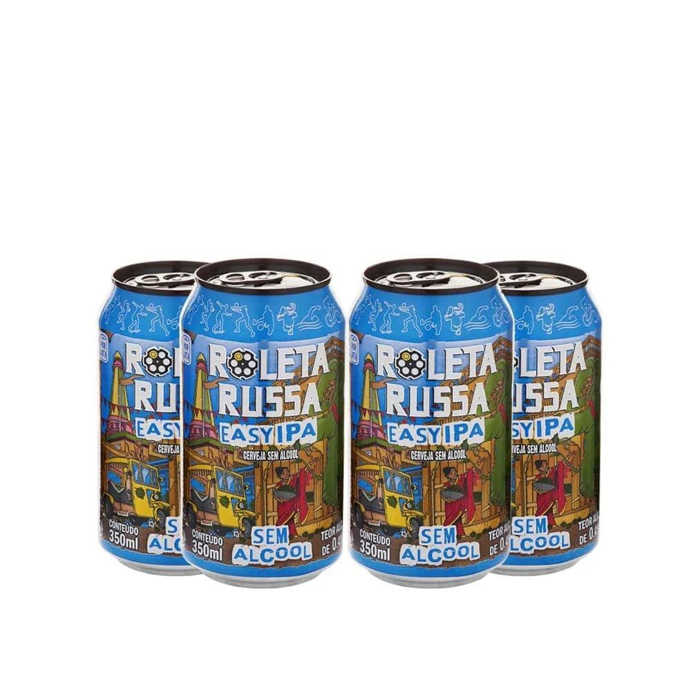 Pack 4 Cervejas Roleta Russa Easy IPA S/ Gluten e S/ Álcool 350ml