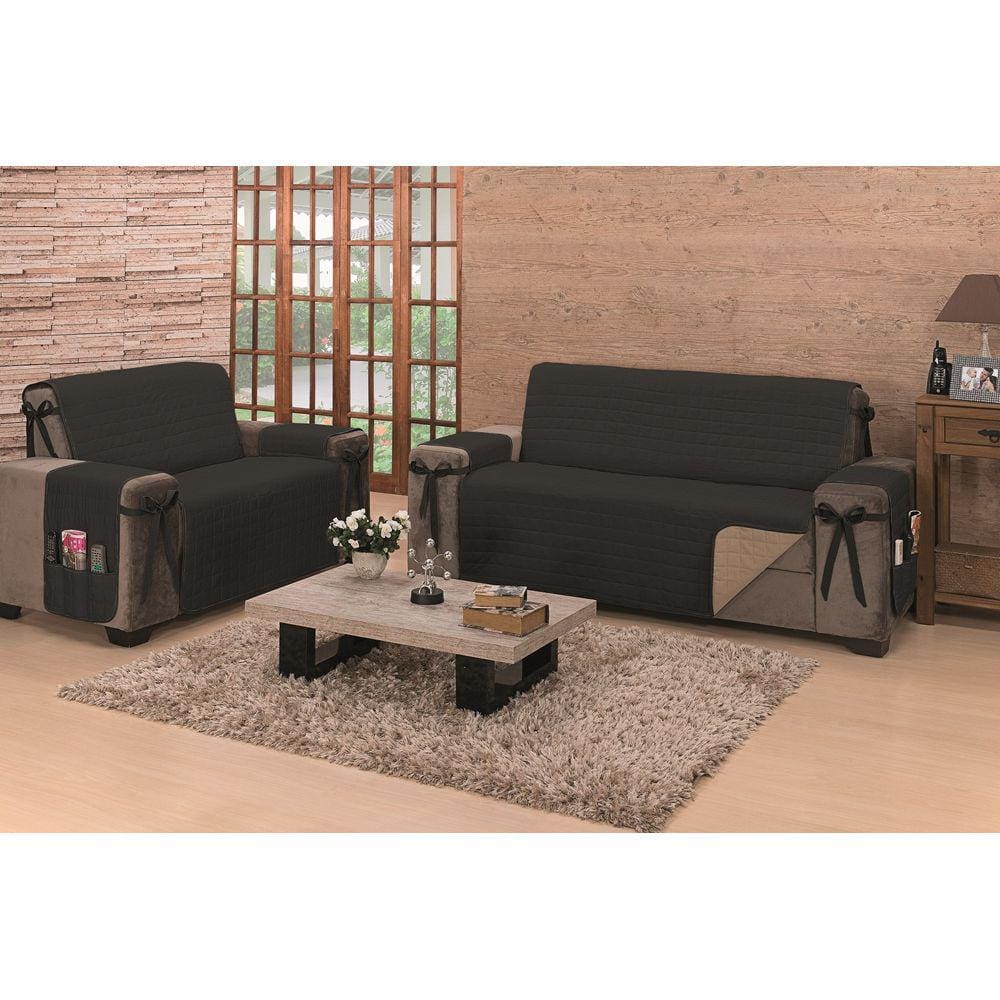 Protetor de Sofá Dupla Face Premium 2 e 3 lugares - Preto