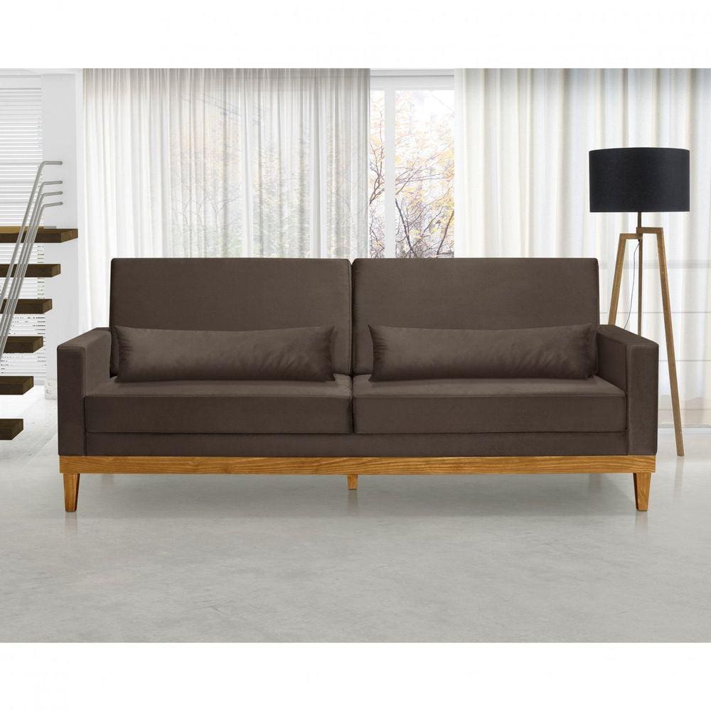 Sofá Living 3 Lugares Julie 180cm Nabas Estofados Marrom