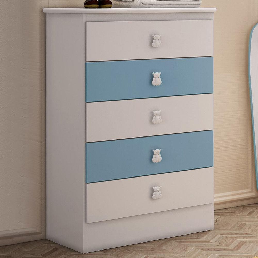 Cômoda Infantil 5 Gavetas Azul 1340 - Percasa