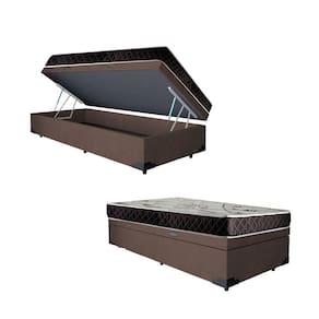 Cama Box Baú Solteiro Colchão Aylla Espuma D33 Acolchões + Box Suede 55x88x188