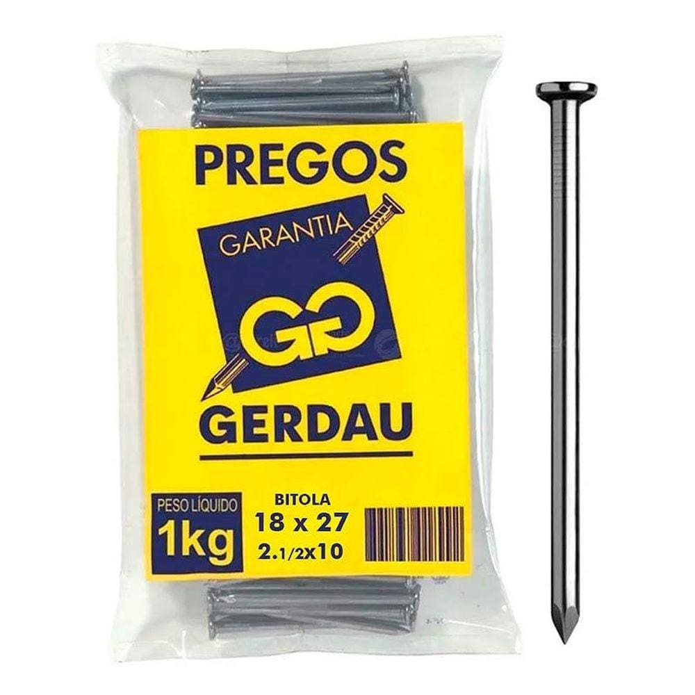 Prego Com Cabeça 18  x 27 Pacote 1KG 117000144 GERDAU