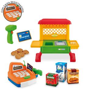 Kit Brinquedo Infantil Mercadinho Carrinho De Compras Barbie Chef