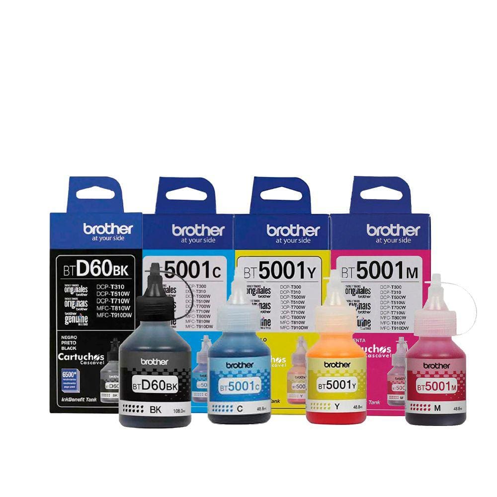 Kit 4 Refil De Tinta Brother Bt5001 Btd60 Dcp-t310 Dcp-t710w